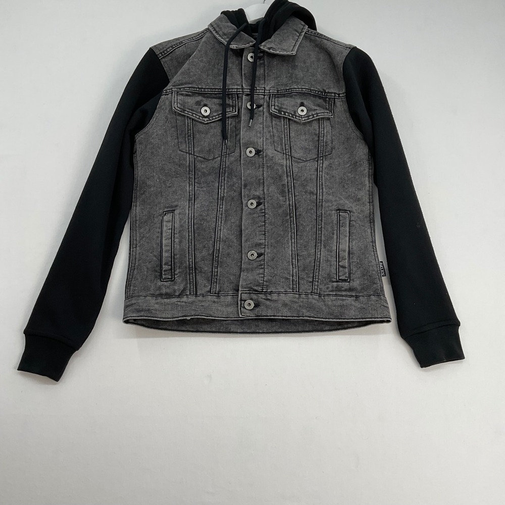 Brooklyn Cloth Mens Grey Acid‎ Wash Denim Jacket Black Size Small